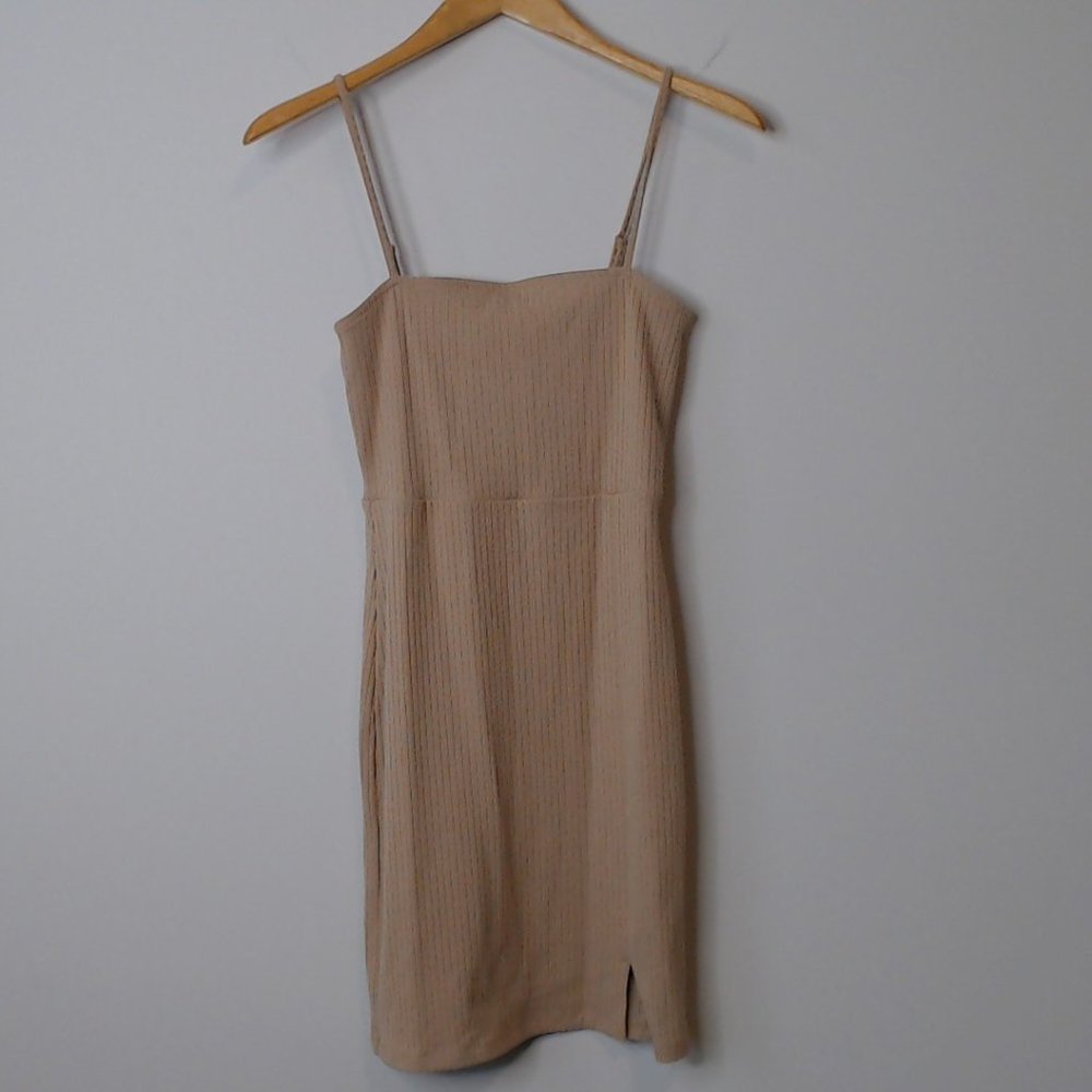 Tan Ribbed Mini Dress